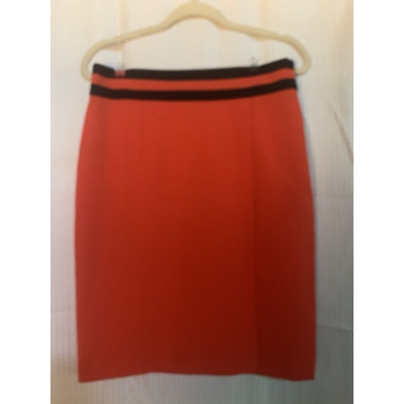 Womens‎ Worthington Orange Pencil Skirt w Black Stripes and Side Zipper Size 10 - Picture 1 of 5